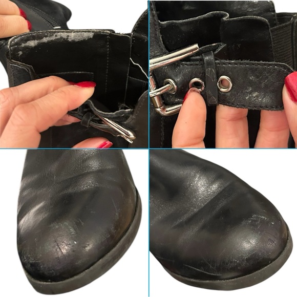 Marc Fisher Damsel Black Leather & Suede Riding Boots Size 8M - Picture 9 of 11